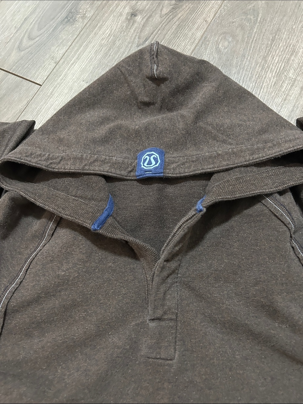 Lululemon Vintage athletica Brown Hoodie with Blue Logo Tab
